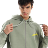 Cold Mountain Unisex Oversized Zip-up Hoodie-Olive