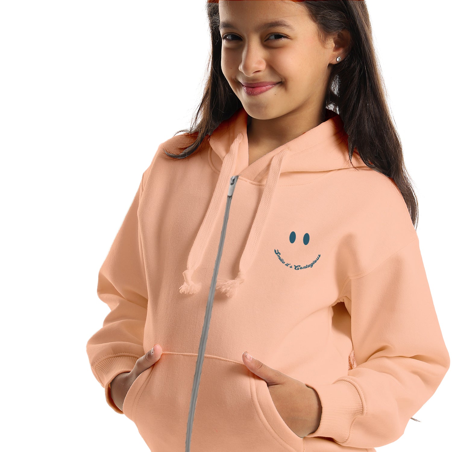 Contagious Kids Oversized Zip-up Hoodie-Rose