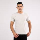Basic Round Neck T-shirt - Light Grey Z