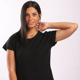 Bouqet Round Neck Women T-shirt- Black