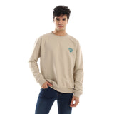 Wifi Unisex Oversized Crew-neck Sweatshirt-Beige