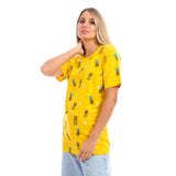Pineapples Round Neck Unisex T-Shirt - Yellow