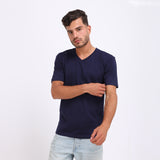 Basic V  Neck T-shirt  - Navy Blue