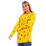 Abstract Pineapples Long Sleeves T-shirts - Yellow