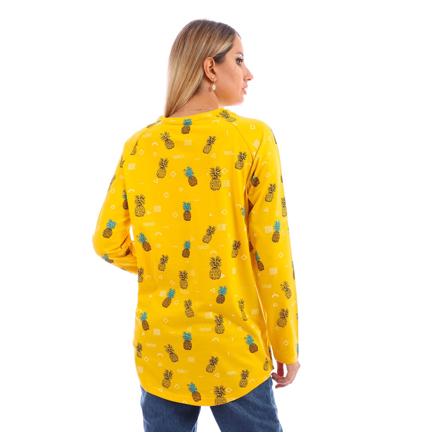 Abstract Pineapples Long Sleeves T-shirts - Yellow