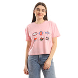 Retro Cropped SS Women T-Shirt - Rose