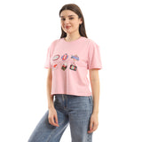 Retro Cropped SS Women T-Shirt - Rose