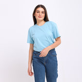 Basic Round Neck T-shirt- Sky Blue