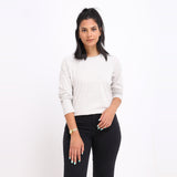 Basic Long Sleeve Round Neck T-shirt- White