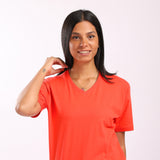 Basic V  Neck T-shirt  - Orange