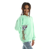 King Kong Kids Oversized Crew-neck Sweatshirt-Mint Green