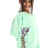 King Kong Kids Oversized Crew-neck Sweatshirt-Mint Green