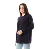 Basic Long Sleeve Round Neck T-shirt- Navy Blue - NAS Trends0