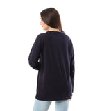 Basic Long Sleeve Round Neck T-shirt- Navy Blue - NAS Trends