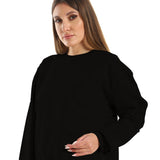 Basic Unisex Oversized Crew-neck Sweatshirt-Black